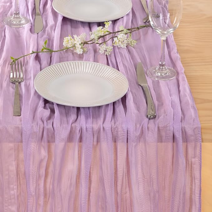 2 Pack Lilac Purple Cheesecloth Table Runner 10ft Boho Table Decor | - Image 4