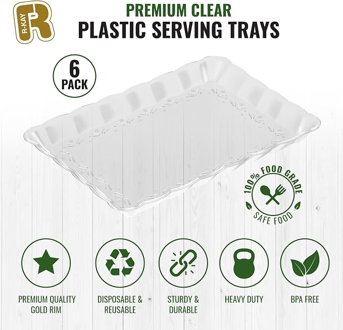 6 Pack Clear Plastic Serving Trays - Image 6
