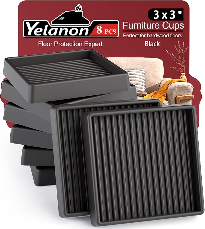 Furniture Coasters 8 Pcs 3” Furniture Caster Cups by Yelanon