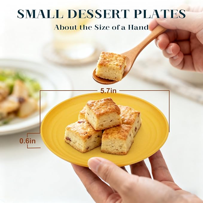 Appetizer Plates 5.7 Inch, Unbreakble Wheat Straw Plate Sets of 8, Plastic - Image 2