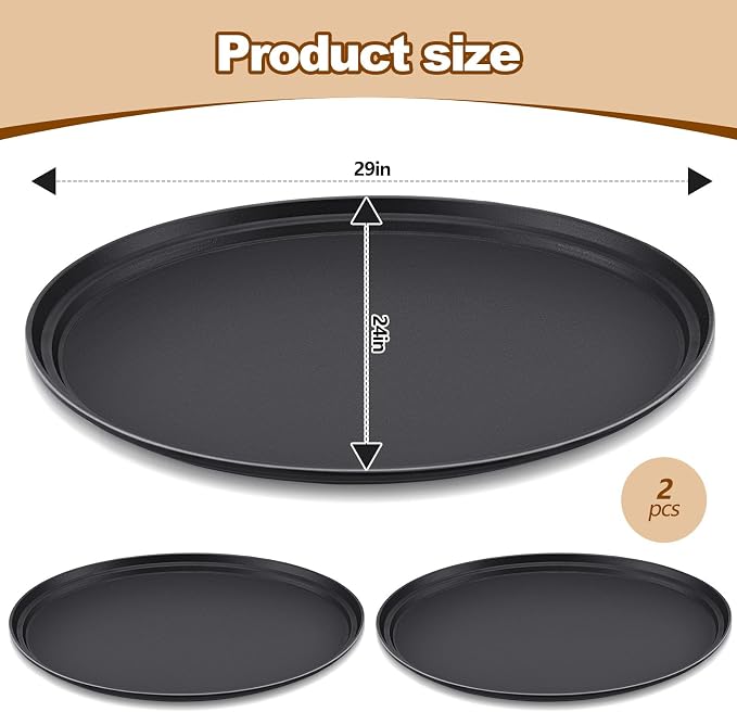 FillTouch 2 Pcs Restaurant Serving Trays PP Plastic Non Slip Rubber Lined Large - Image 3