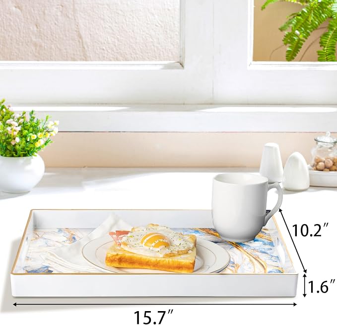 White Serving Trays, Plastic Rectangular Serving Tray - Image 2