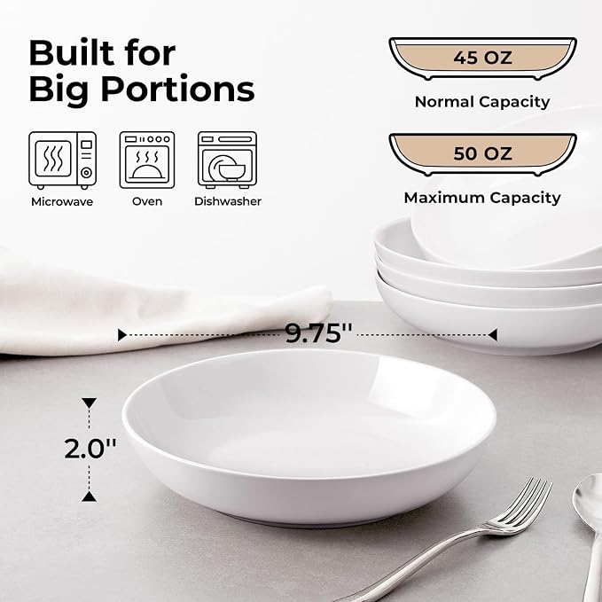 Y YHY 9.75" Large Pasta Bowls, 50 Ounces Big Salad Bowls, Ceramic Serving Bowl - Image 2