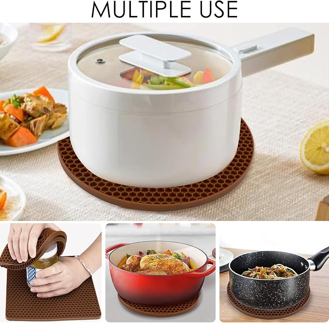 4 Pack Silicone Trivet Mats, Heat Resistant Hot Pot Holders and Pads - Image 3