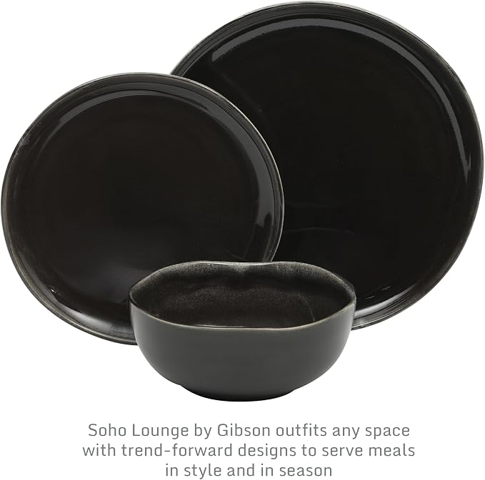 Gibson Elite Nardini 12 Piece Plates and Bowls Reactive Glaze Dishes Stoneware - Image 3