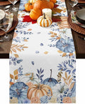 Blue Pumpkin Fall Table Runner 90 Inches Long, Thanksgiving Floral Eucalyptus by Unknown