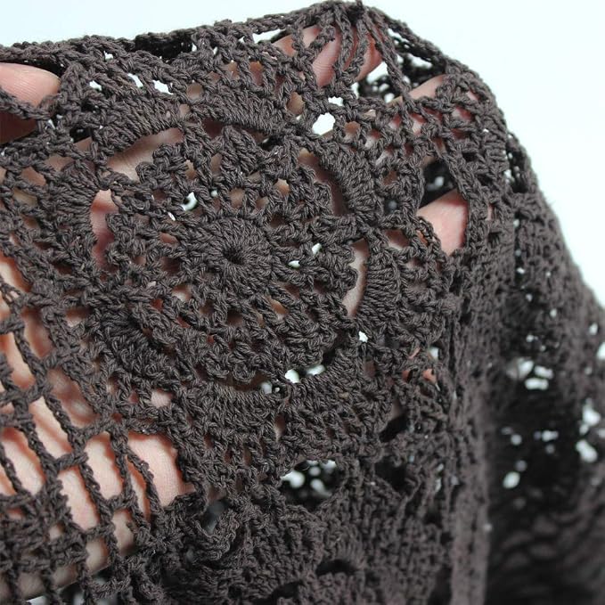 Cotton Handmade Crochet Lace Table Runner Dark Brown 12x72 Inch | Oval - Image 4