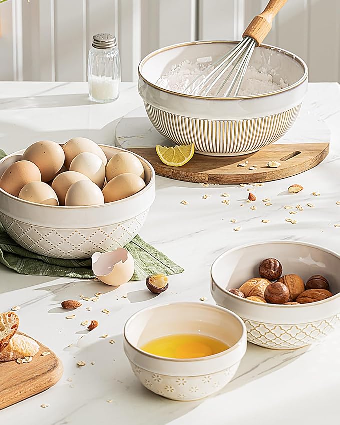 getstar Large Serving Bowls Set of 4, 12/26/42/64 oz Ceramic Stoneware Nesting - Image 5
