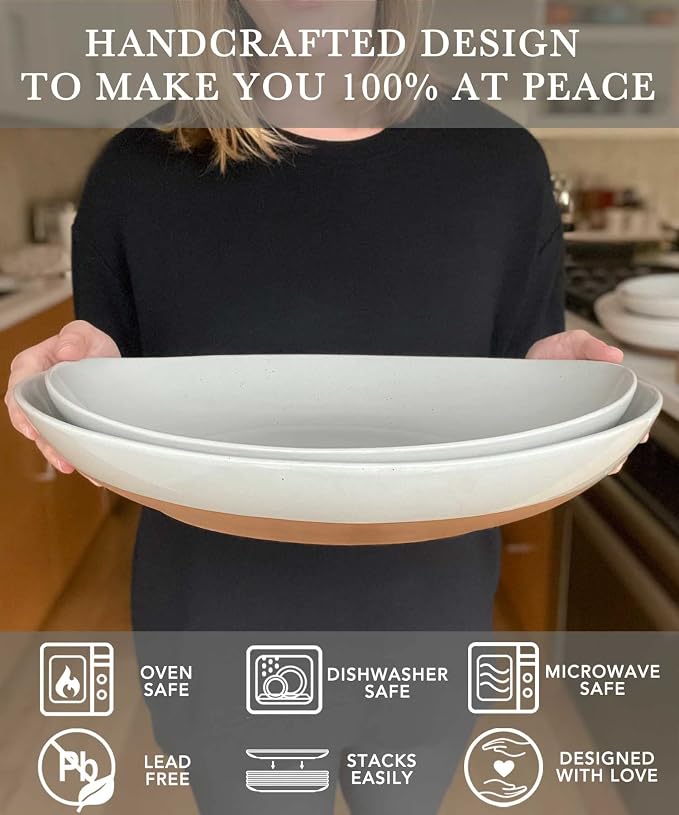 MORA Ceramic Large Serving Bowls- Set of 2 Oval Platters - Image 4