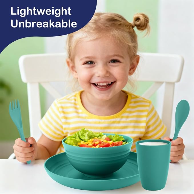 Wheat Straw Dinnerware Sets for 4, Dishwasher Microwave Safe Dinnerware Set - Image 7