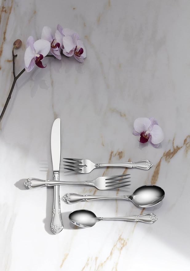 Oneida Silverware Set, True Rose Everyday Salad Forks 4-Piece Flatware Set - Image 3