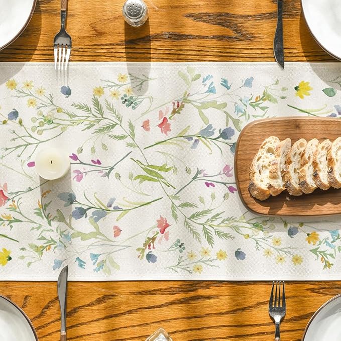 Artoid Mode Wildflowers Bloom Flowers Spring Table Runner, Seasonal Summer - Image 3