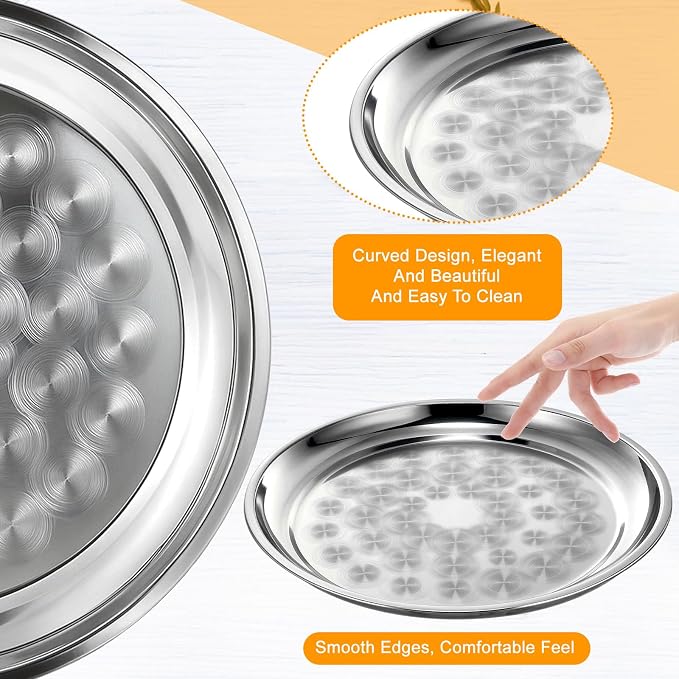 4 Pack Stainless Steel Round Serving Tray - Image 4