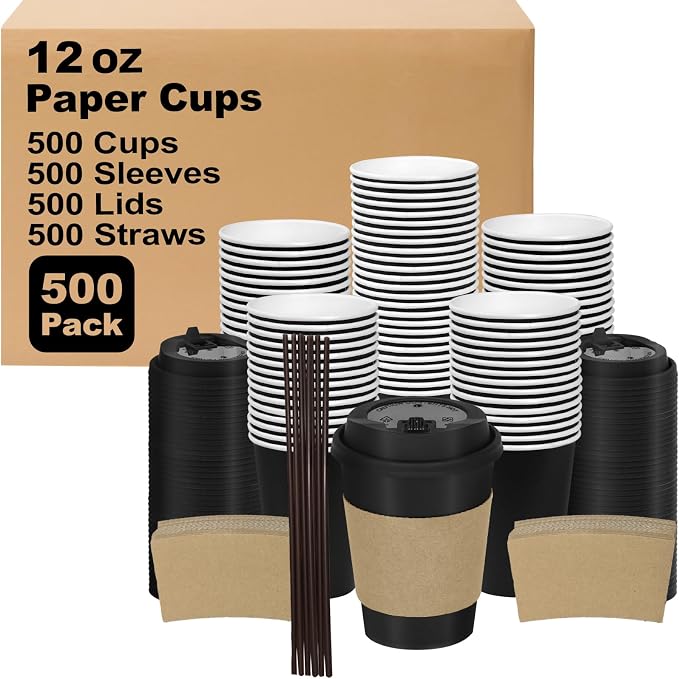 12 oz 500 Pack Coffee Cups by COOLCAP