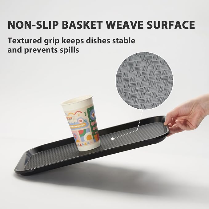 6 Pack Plastic Serving Trays, 12x16 Inch Cafeteria Trays, NSF Certified PP Fast - Image 3