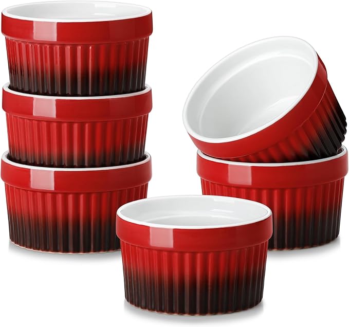 MALACASA Ramekins 4 oz Oven Safe, Small Ceramic Souffle Dishes by MALACASA
