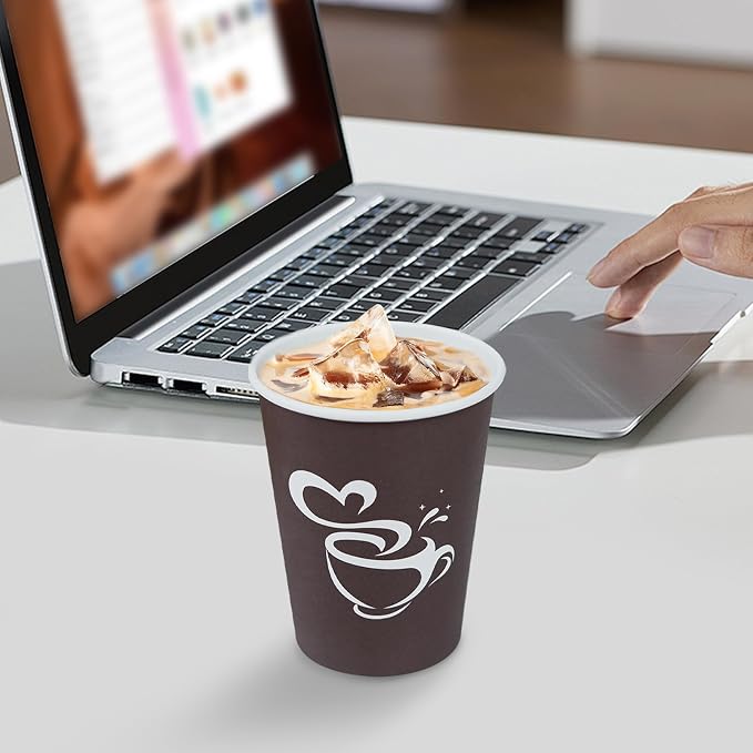Clawsoff 100 Count 12 oz Coffee Cups Disposable Paper Hot Coffee Cups Brown | - Image 5