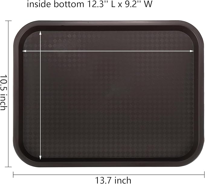 12 Pack Plastic Fast Food Trays, 13.7 x 10.5 Inch Rectangular Cafeteria Trays - Image 2