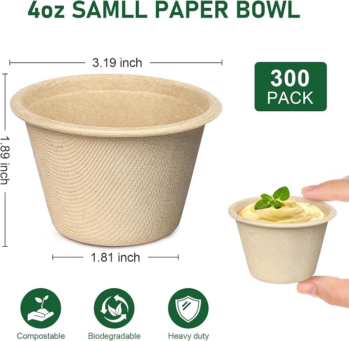 4 oz Small Paper Bowls Bulk, 300 Pack Disposable Chili Bowls | Eco-friendly - Image 7