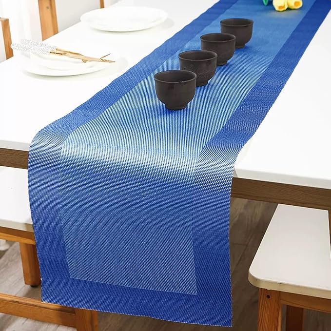 PIGCHCY Elegant Placemats Set of 6 and Table Runner Washable Vinyl Placemats - Image 3