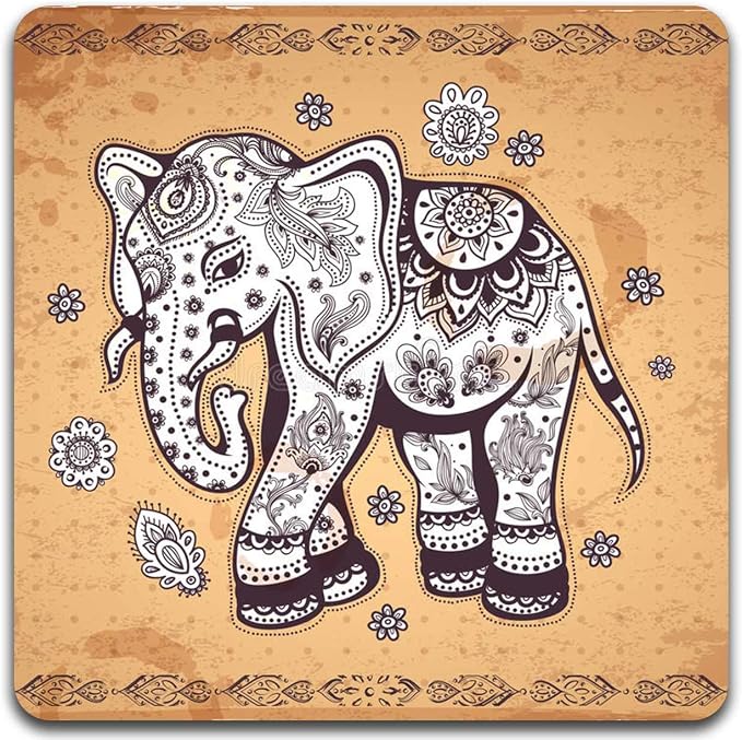 Personality Elephant Square Coaster Set - Image 5