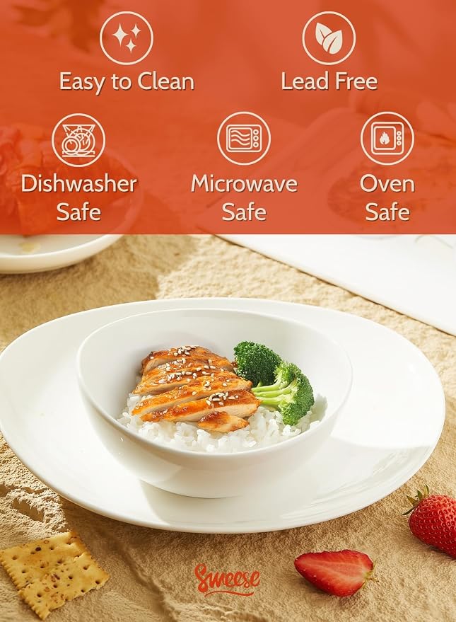 Sweese Porcelain Bowls Set of 4-18oz, 6 Inch, Versatile - Image 3