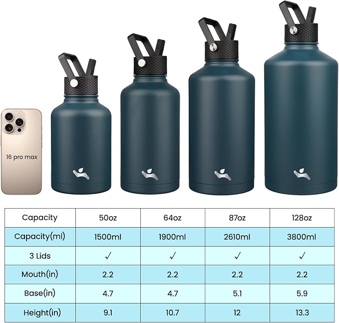 Konokyo 128 oz Insulated Stainless Steel Water Bottle Jug - Image 4