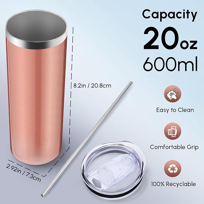 Volhoply 8 Pack Skinny Tumblers - Image 2
