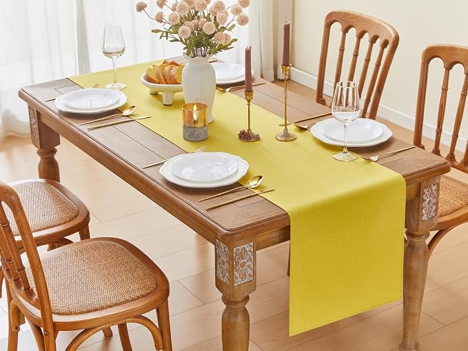 YATOJUZI Yellow Table Runner Seasonal Spring Summer Kitchen Dining Coffee Table - Image 6