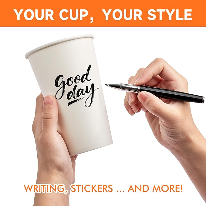 METAPRINT 100 Pack 12 oz Disposable Coffee Cups - Image 7