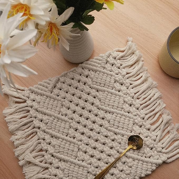 Handmade Cotton Woven Crochet Placemat by Tablecloth