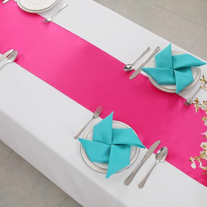 Horbaunal 24 Pack Hot Pink Satin Table Runner 12 x 108 Inch | Smooth Table - Image 4