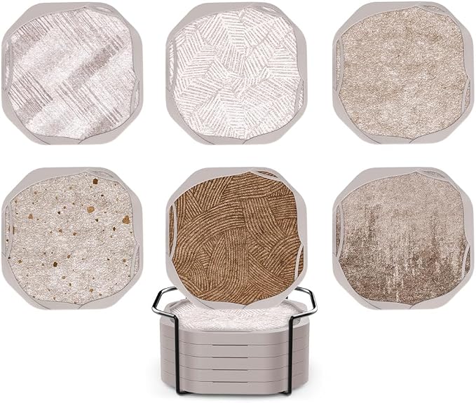 UMIRRO Absorbent Felt & Silicone Coasters Set of 6 by Umirro