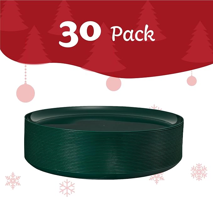 PLASTICPRO [30 Pack 10.7'' Christmass Green Plastic Party Plates Edge - Image 6
