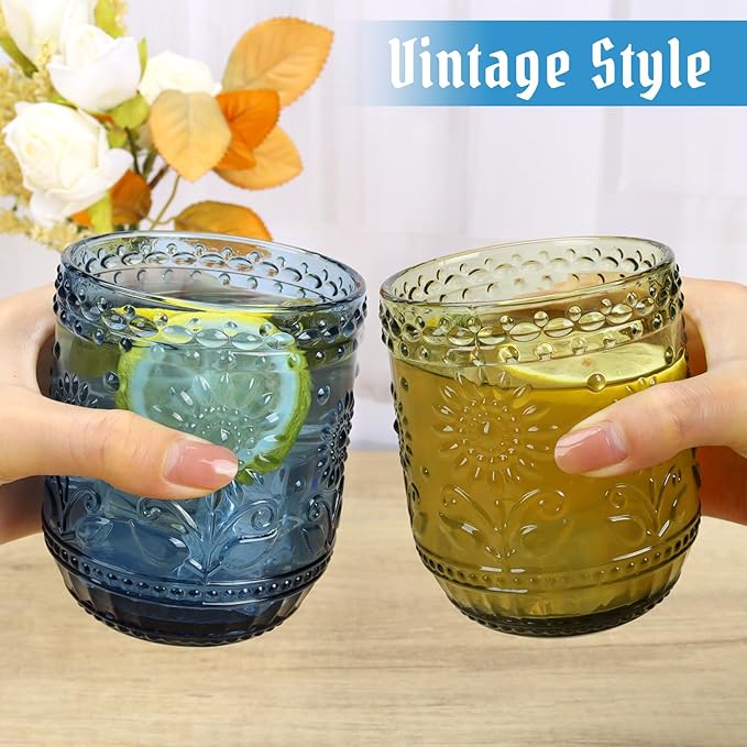 Topsky Vintage Drinking Glasses Set of 4, 12oz Drinkware Set, Heavy Duty - Image 2