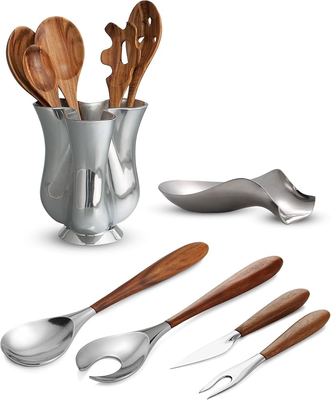nambe Curvo Cheese Set | Cheese Knife and Fork Utensil Set - Image 3