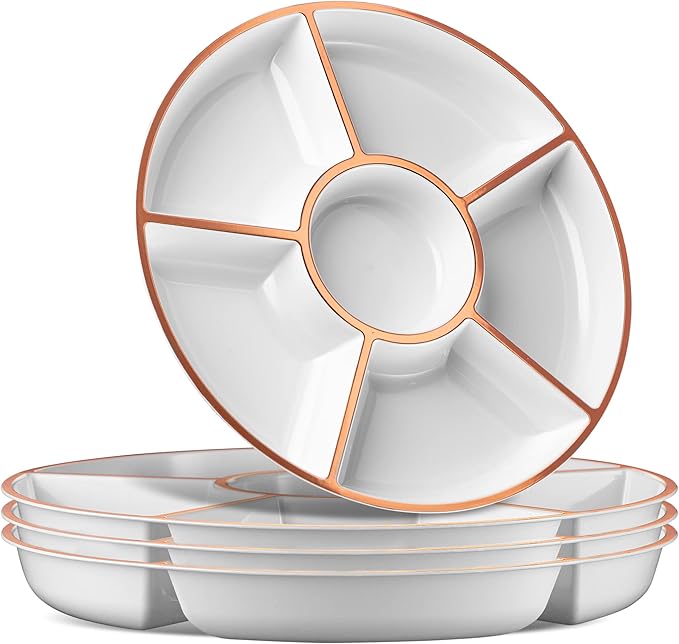 Plasticpro 6 Sectional Round Plastic Serving Tray/Platter by PLASTICPRO