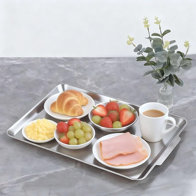 16.3" x 11" Large Serving Platters, Stainless Steel Heavy-Duty Large Serving - Image 7