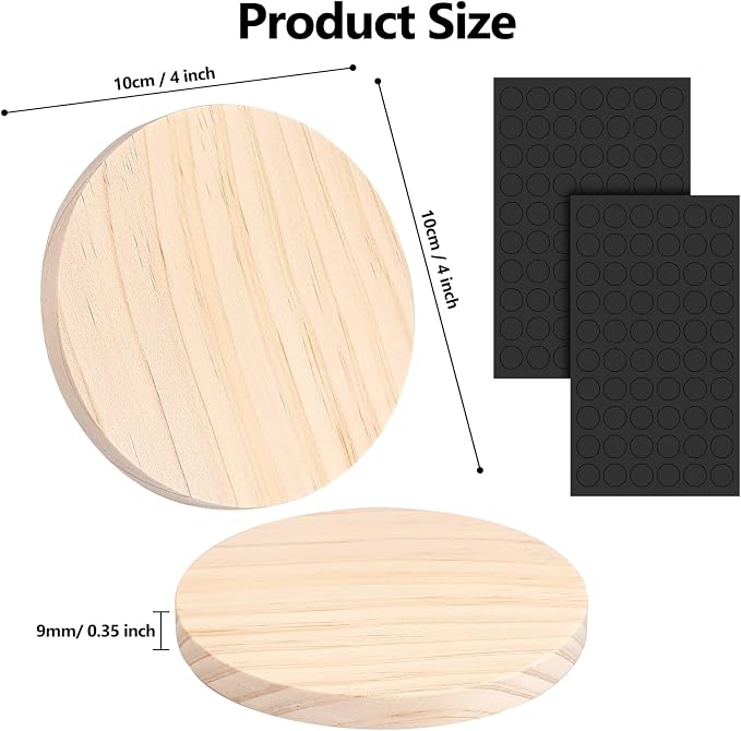 Adrattnay 32Pcs Unfinished Wood Coasters, 9mm Blank Wood Coasters Bulk - Image 2