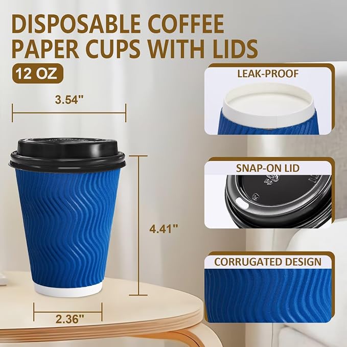 Clawsoff 100 Pack 12 oz Coffee Cups - Image 3