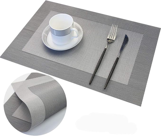 PIGCHCY Placemats Vinyl Washable Table Mats Elegant Non-Slip Placemats - Image 4