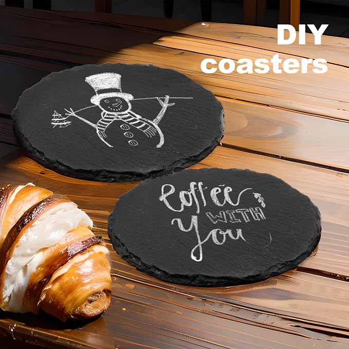 60 Pieces Slate Coasters. Dhfsleo 4 inch Black Coasters Stone Coaster Set - Image 4