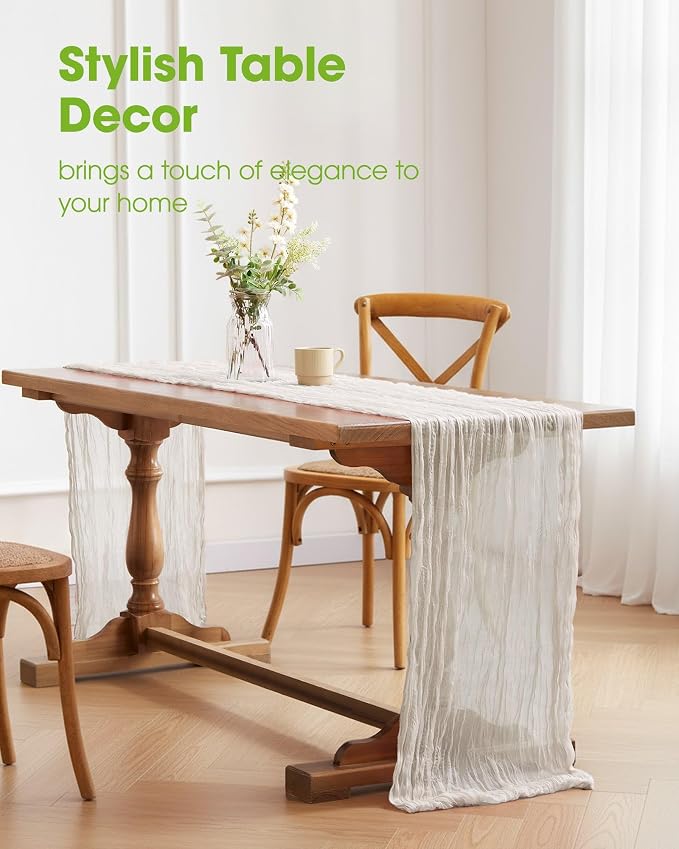 Pureegg 2-Pack Cheesecloth Table Runner, Decorations - Image 2