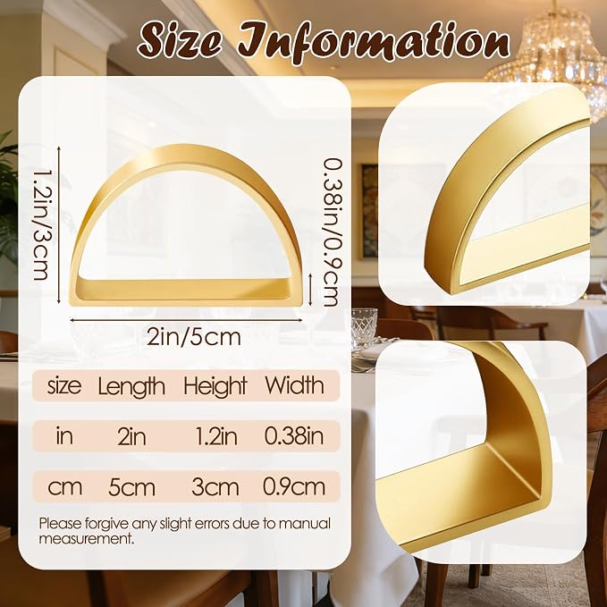 Napkin Rings Set of 12 Gold Napkin Holder Buckles | Napkin Ring Bulk - Image 7