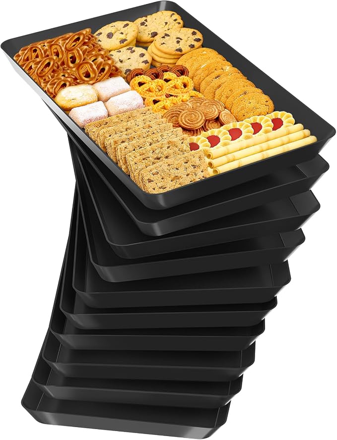 SpaceTrove 10-Pack Serving Tray Set, Reusable Plastic Serving Platter by Unknown