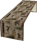 Rustic Bear Table Runner, Retro Vintage Bear Country Style Cabin Cottage Pine by SXXLDNG