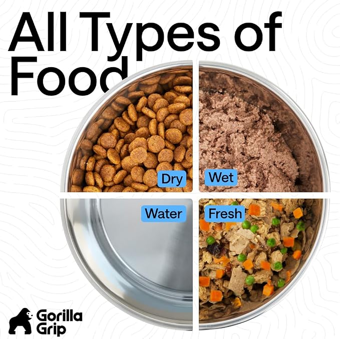 GORILLA GRIP Dog Bowls, Food Grade 304 Stainless Steel, Holds 6 Cups Each Food - Image 7