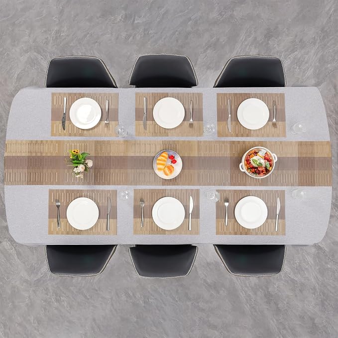 Table Runner 53 Inches Long, Vinyl Woven Farmhouse Table Runners | Washable - Image 8