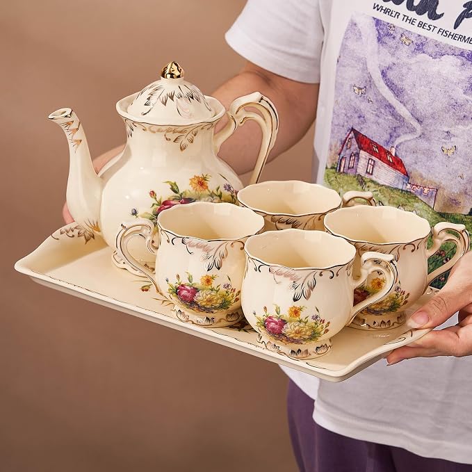 YOLIFE Ceramic Serving Tray, Flowering Shrubs 13.5 x 7.5 inch | Ivory Vintage - Image 3