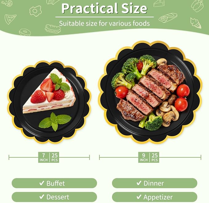 50 Pcs Black Paper Plates - Image 2